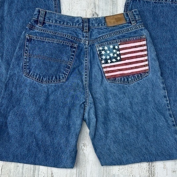 Vintage Tommy Hilfiger Size 6 Jeans Flag Patriots Pockets Light Blue Washed - Picture 3 of 16